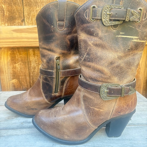 Dingo Women’s Leather Buckle Western Boots – Size 9M - Picture 1 of 4